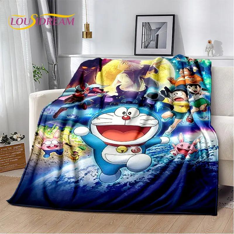 Coperta morbida in peluche cartone animato anime Doraemon, coperta in flanella per soggiorno camera da letto letto divano picnic, copertura calda per bambini