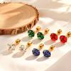 Fashionable White Zircon Earrings,Multicolor Temperament Four-Prong Zircon Stud Earrings for Women,Simple Jewelry Gift Wholesale