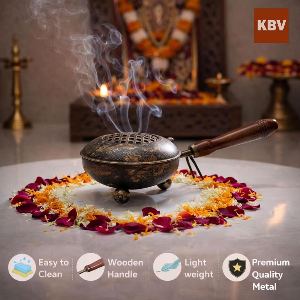 KBV Antique Iron Dhoop Dani, Loban Dani, Sambrani Dhoop Dani, Havan Samgri Dhoop Dani