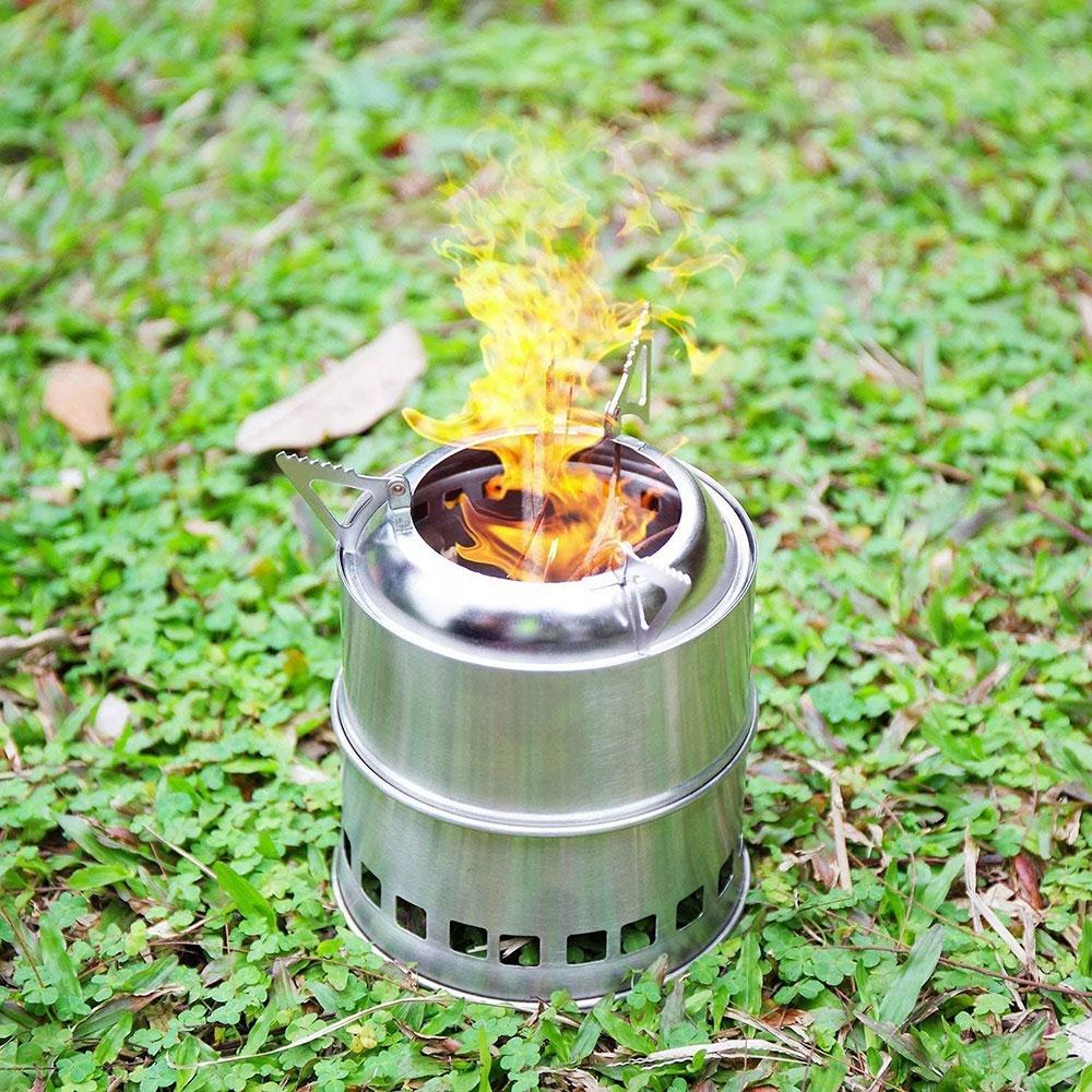 Holzofen, Camping-Holzofen, Tragbarer Edelstahl-Rucksackofen, Leicht und faltbar für Outdoor-Survival