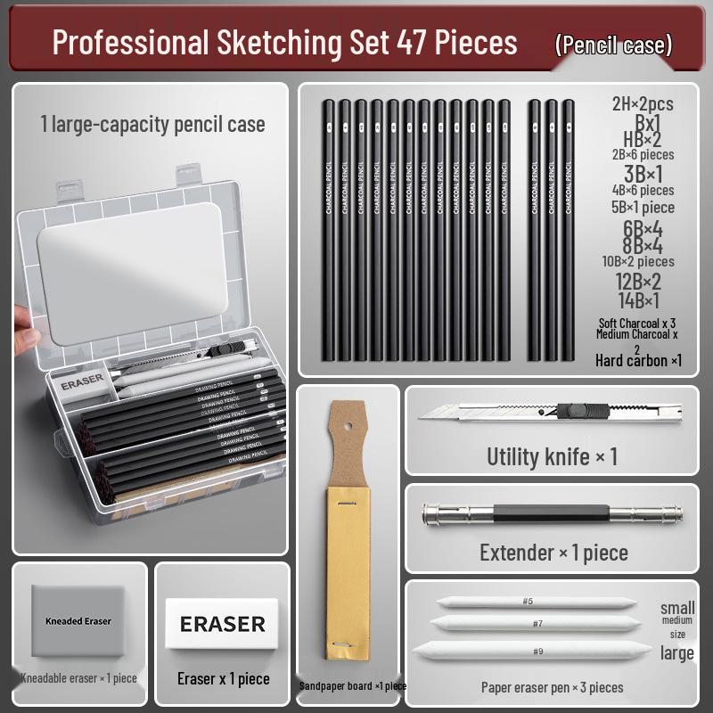 Professional Sketch & Charcoal Pencil Set for Students & Beginners