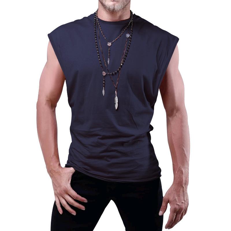 Summer Loose Solid Color Sleeveless Vest Youth Men's T-shirts