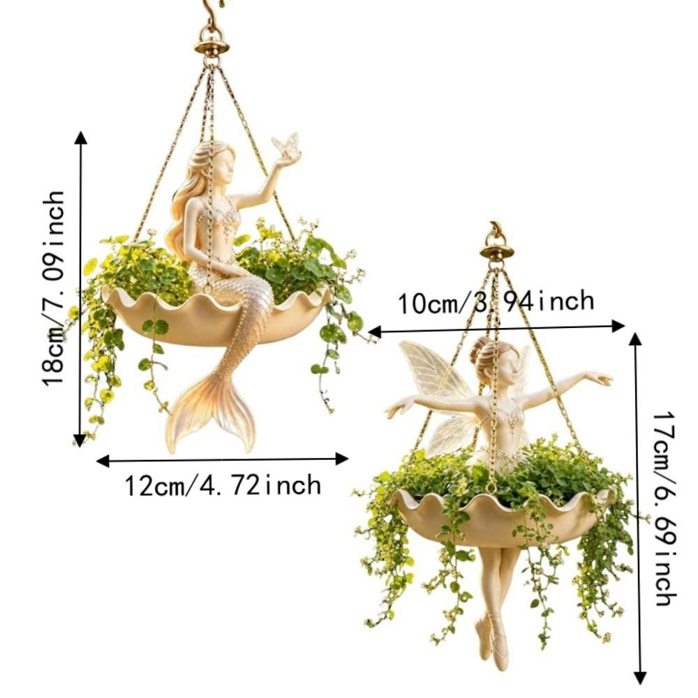 Elegant Fairy Flower Pot Vintage Girl Hanging Plant Basket Indoor Decor