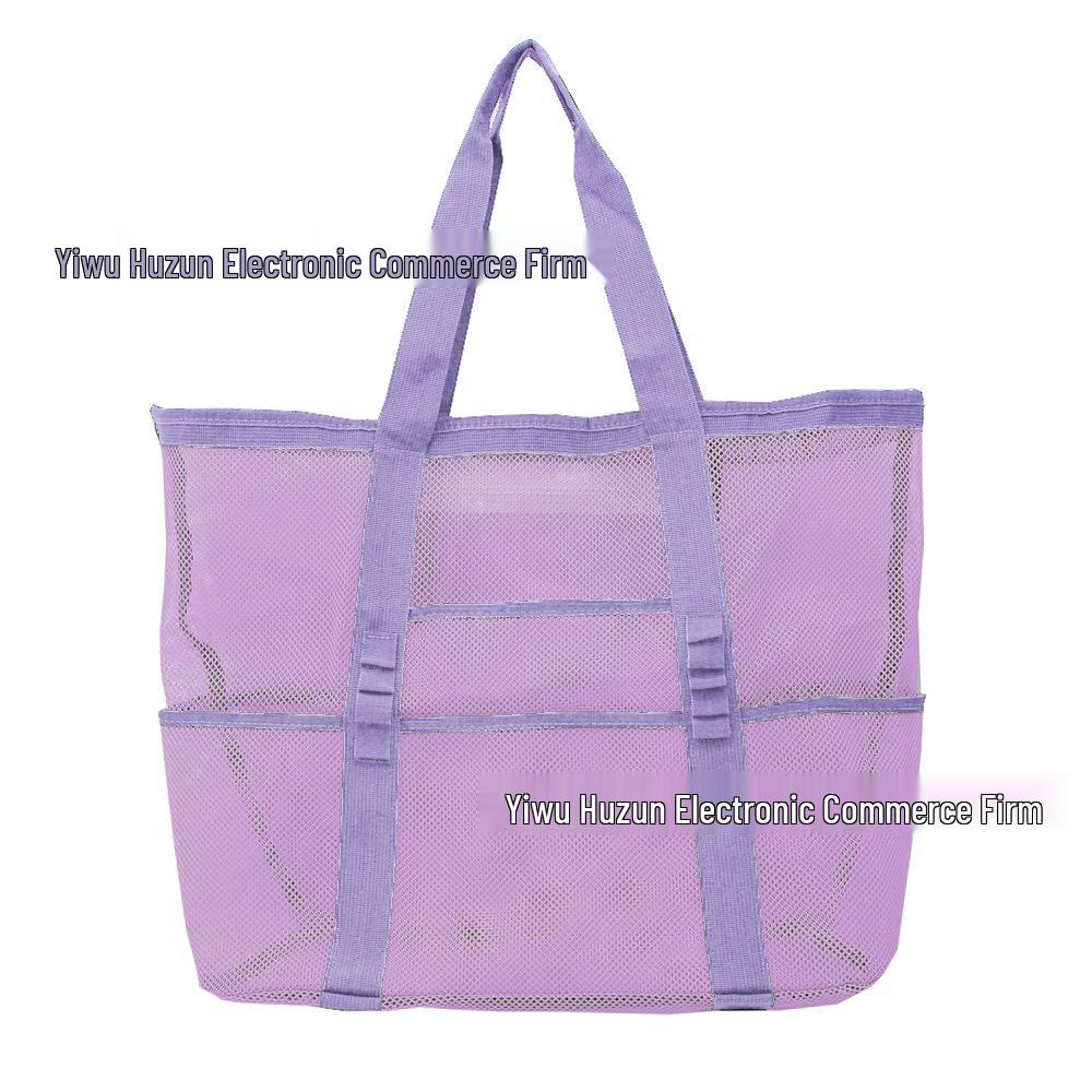 Women's Summer Mesh One-Shoulder Beach Tote Bag - Large Capacity and Breathable Toiletry Organizer.