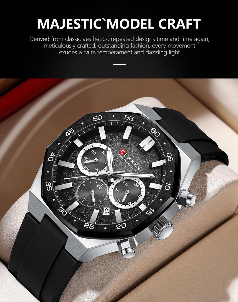 CURREN 8489 Men's Waterproof Six-Hand Quartz Sports Watch with Calendar Strap