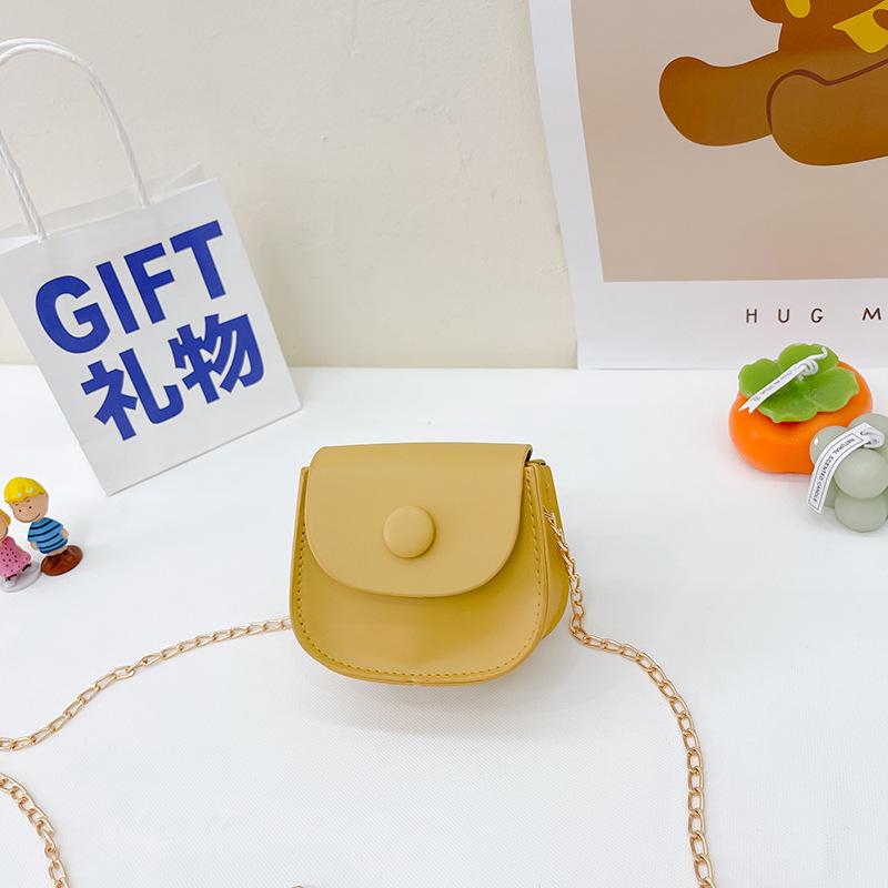 

Cute Children s Coin Purse Handbags PU Leather Kids Small Square Messenger Bags Fashi Chains Girls Boys Saddle Shoulder Bag жёлтый