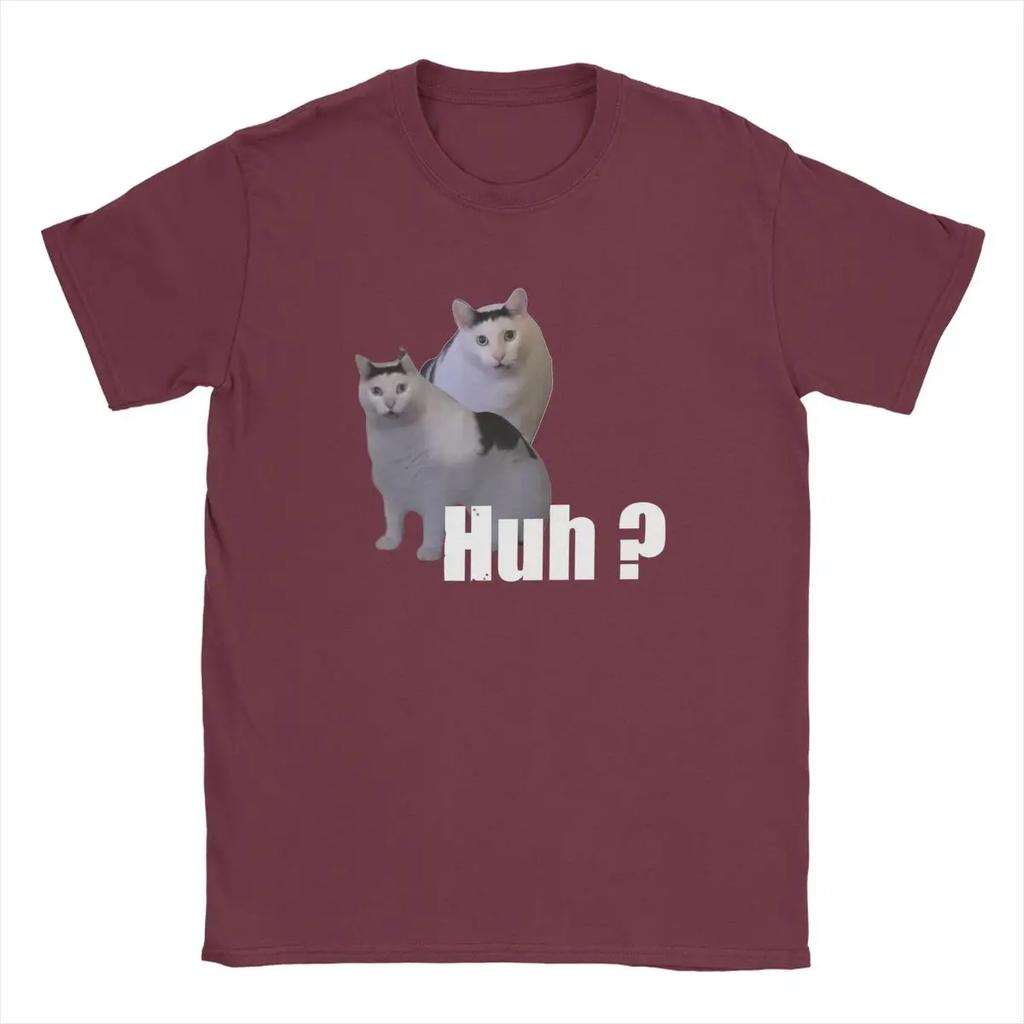 Vintage Huh Cat Meme Funny T-Shirt Round Collar 100% Cotton T Shirt Y2k Ins Harajuku Short Sleeve Tee Shirt Arrival Tops