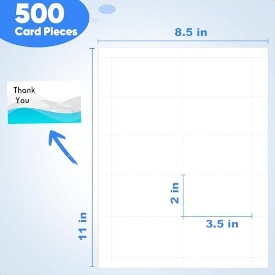 

Плотные визитки 500 печатных визиток 3,5 x 2 Бумага для визиток Совместима с лазерным и струйным принтером Двусторонние United States