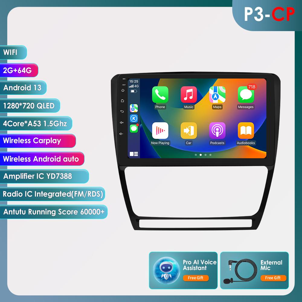 

OSSURET 10.1 Carplay 4G 2Din Android 13 Автомобильное радио для Skoda Octavia 2 2008 - 2013 Мультимедийный видеоплеер GPS DSP Авторадио RDS ПК Интеллектуальный экран P3CP B 4Core 2G 64G BI