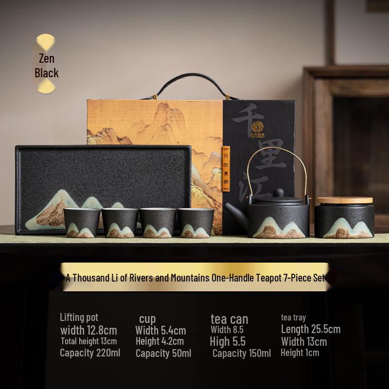 Japanese Style Qianli Jiangshan Ceramic Tea Set