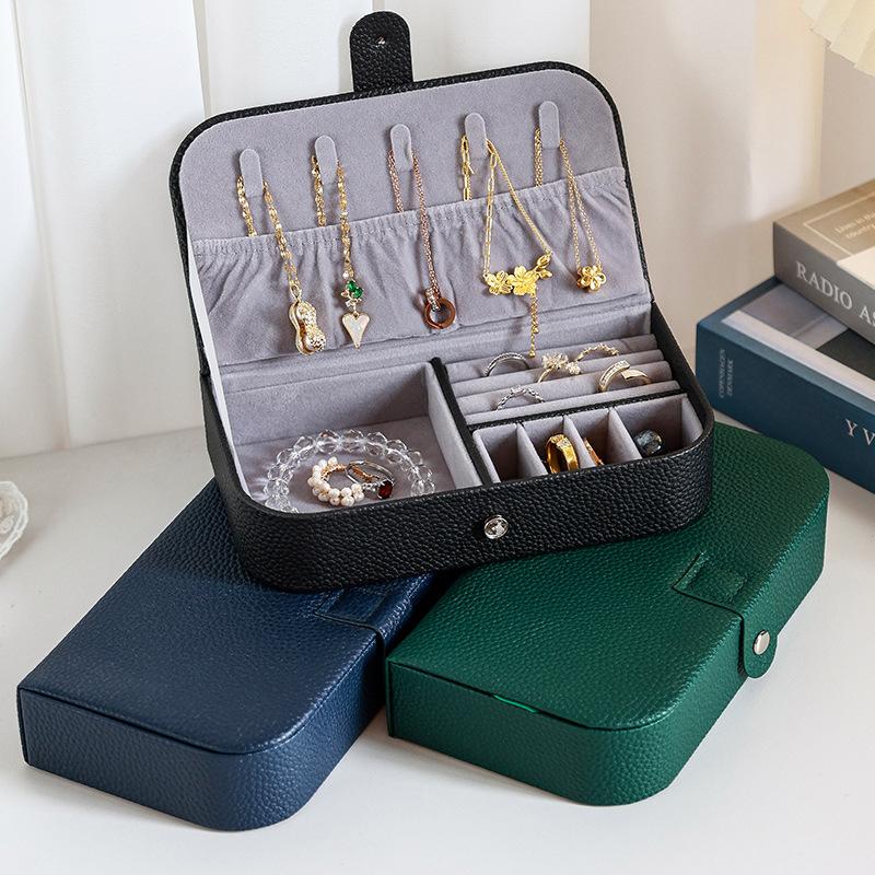 Portable Jewelry Box Jewelry Organizer Display Travel Jewelry Case Boxes Button Pu Leather Storage Zipper Jewelers Packaging