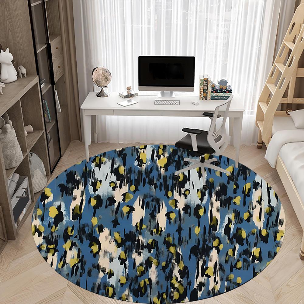 1pc Abstract Pattern Office Round Rug, Non-slip, Soft and Durable Office Rug for Interior Decoration, Perfect for Office, Decoration yy260204003