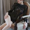 See Through Women Nightwear Soft Solid Color Bodycon