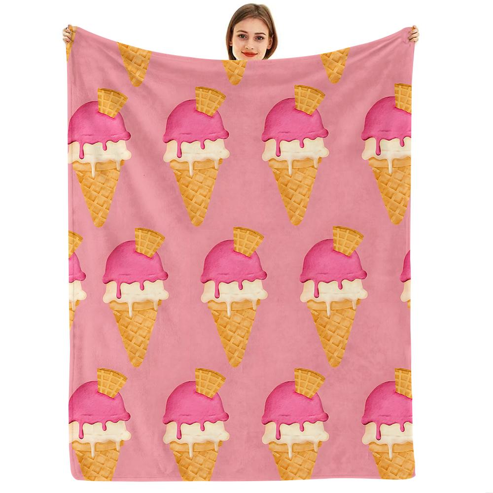 Pink Skull Black Cartoon Anime Print Flannel Blanket Soft Warm Throw for Kids Bedroom Sofa Christmas Office Car