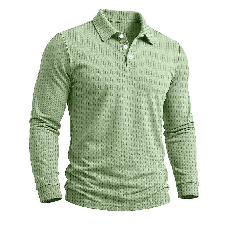 Men's Long Sleeve Turn Down Collar Polos Business Casual Solid Color Pull On Polo Shirts Men Classic Style Tees Tops