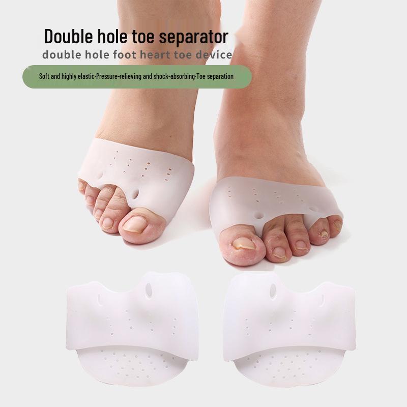 Silikon-Zehentrenner mit zwei Löchern mit Stoßdämpfung und Massage-Zehenkorrektor