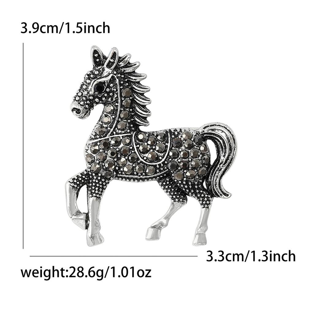 Vintage Rhinestone Horse Brooch for Women Animal Banquets Pins Party Accessories