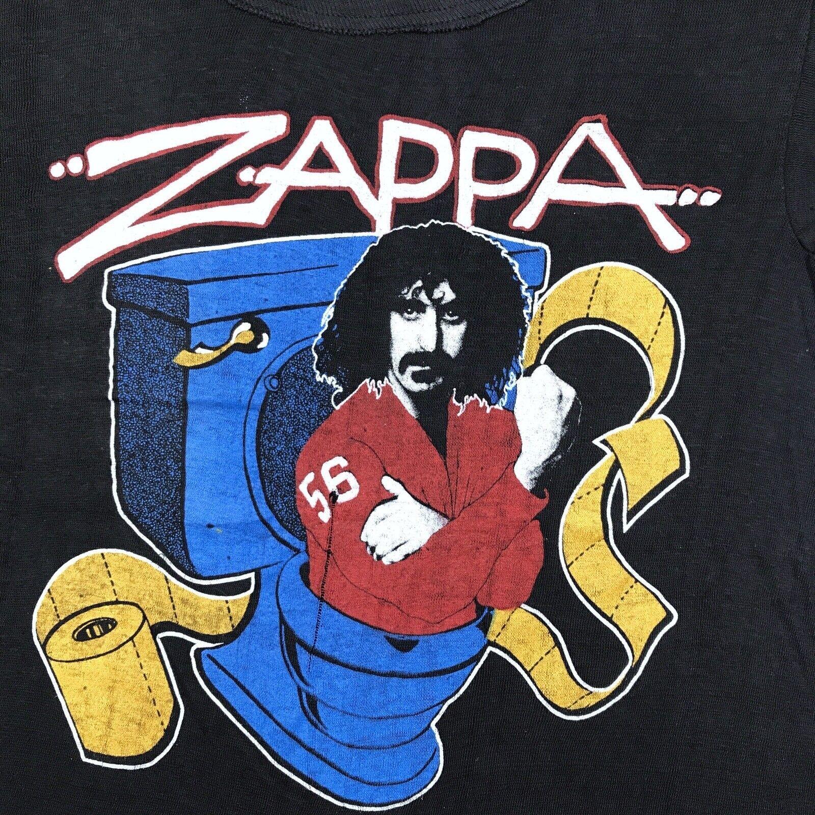 80s FRANK ZAPPA PHI ZAPPA KRAPPA TOILET Black T-Shirt All Size Free Shiping L