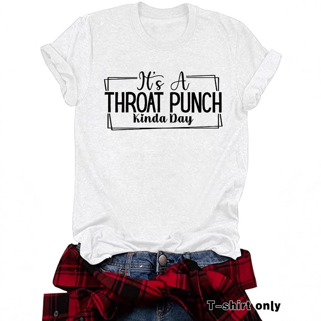 Summer Round Neck 3D Letters' THOAT PUNCH ' Print Top Fashionable Casual Short Sleeved Women's T-shirts