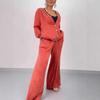 Ensemble Cardigan Patchwork Col Rond Femme Automne/Hiver 2025 & Pantalon Jambe Large