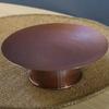 Round Shape Red Copper Fruit Tall Feet Tray,Retro Engraving Hammer Texture Home Cheese 24 Cm Plate,Snack Disc Table Decoration