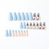 24Pcs/Set Quick Nails Long Gold Foil Leaves False Nials Sticker Wearable Waterproof Manicure Finished Nails