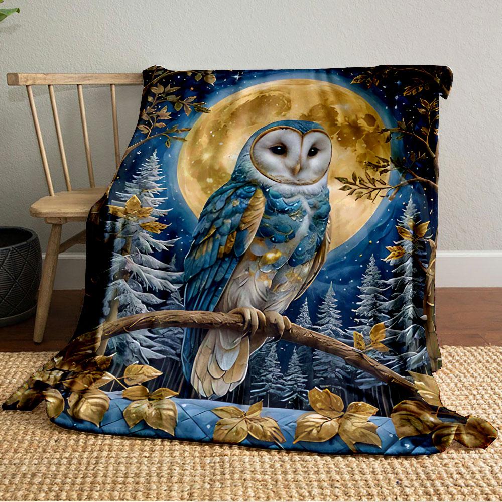 Owl Under Night Moon Sky for all seasons blanket lunch break throw gift