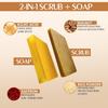 Kojic Acid & Saffron Detan Scrub Soap | Skin Brightening & Tan Removal Bathing Soap for Men & Women | Turmeric & Niacinamide (Pack of 3)