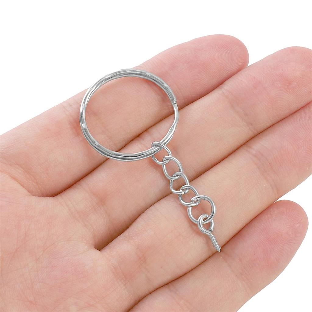 10 Stück Eisen Flacher Ring Schlüsselanhänger Hängende Schafaugenkette Schnallen Verbinder für DIY Schmuckherstellung