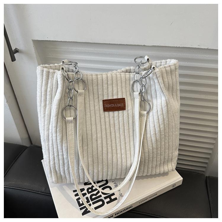 Große, geräumige Cord-Wintertasche, lässig, schlicht und tragbar, Schultertasche