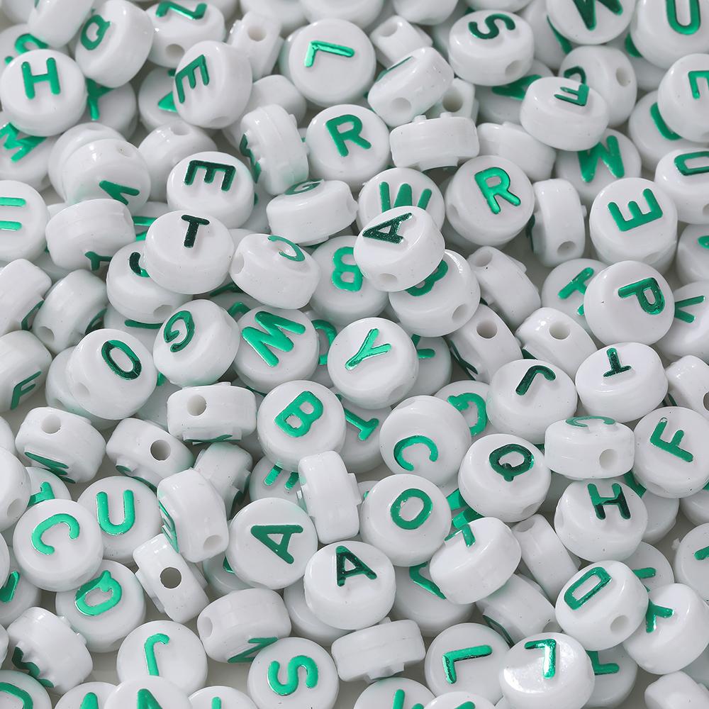 30pcs 6*10mm Mixed Acrylic Letter Beads Round Spacer Loose Beads for DIY Necklace Bracelet Earring Jewelry Making Accessories