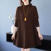 Half Turtleneck Knitted Dress for Women In Autumn and Winter Long-sleeved Mid-length Sweater Loose and Casual Pullover