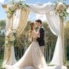 1PC 3/10M Sequin Table Runner Collocation 1PC White Chiffon Wedding Arch Drapes for Baby Shower Birthday Party Backdrop Decor