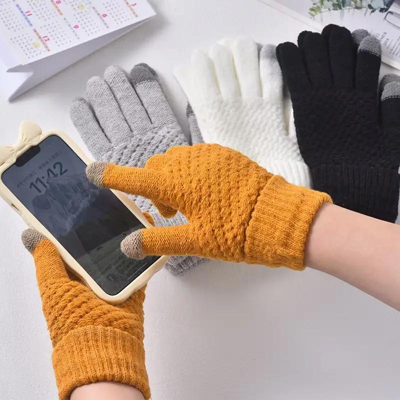 Winter Touchscreen Gloves Polyester Knit Warm Sports Gloves with Anti Slip Grip Elastic Cuffs for Cycling Hiking Outdoor Use