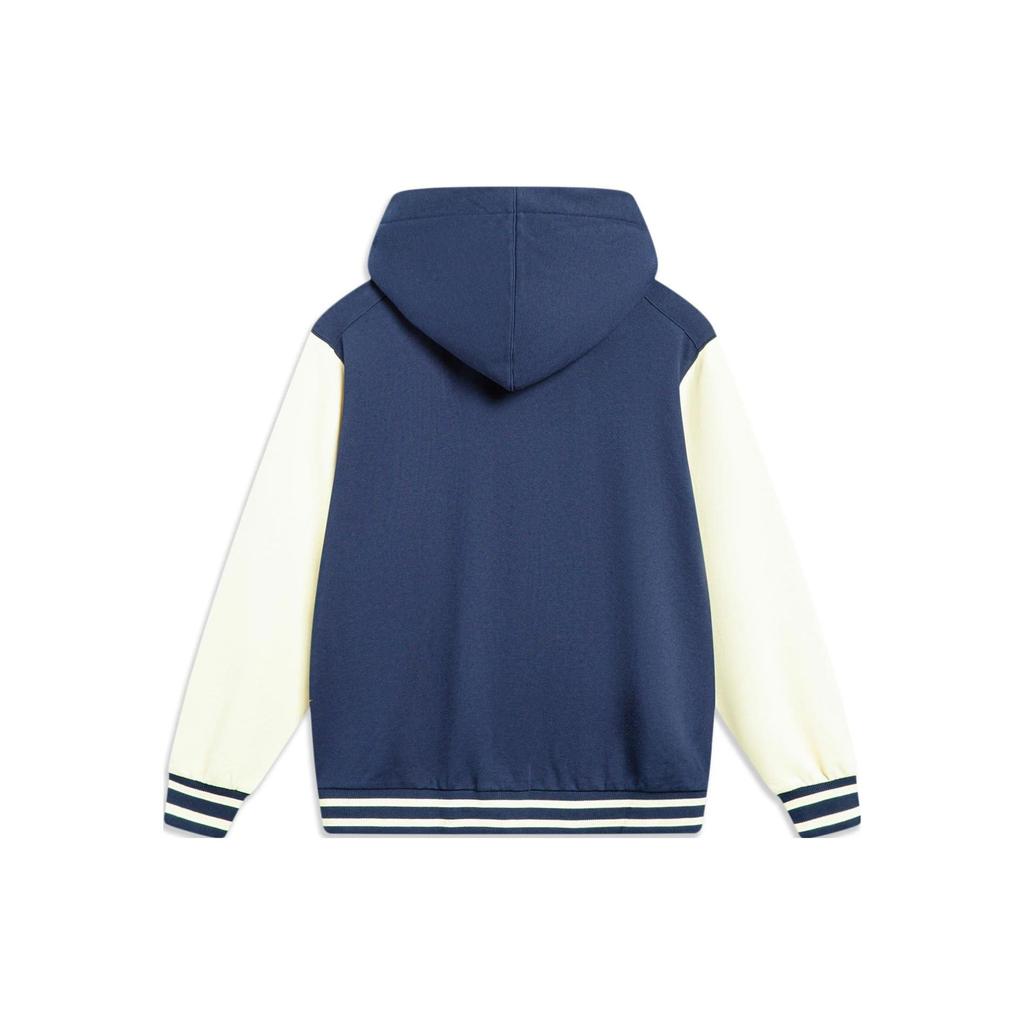 Li-Ning Badfive Color Block Mikina s kapucí volného střihu s otevřeným předním dílem Unisex mikina Tmavě námořnická modř Mlha khaki AWDT467-6