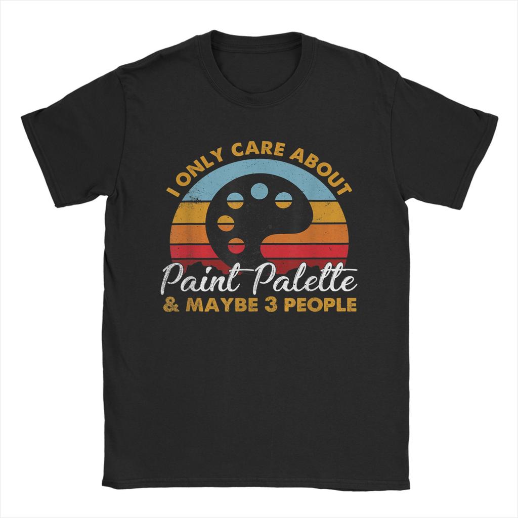Vintage Retro Sunset Paint Palette T Shirt Men 100 Cotton Novelty TShirt Round Neck  Tees Short Sleeve Tops Gift Idea