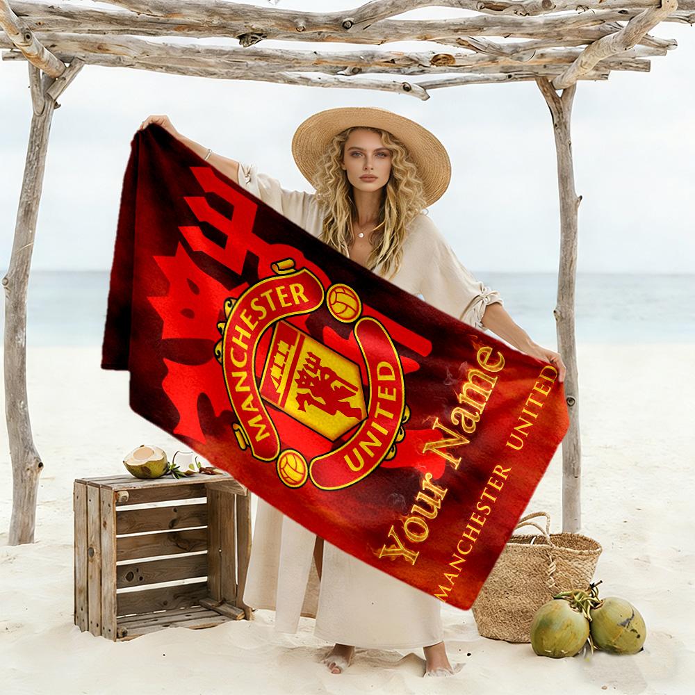 Manchester Personalized Text Beach Towel Super Soft & Absorbent Portable for SwimmingBeachCamping Travel Beach AccessoriesGym