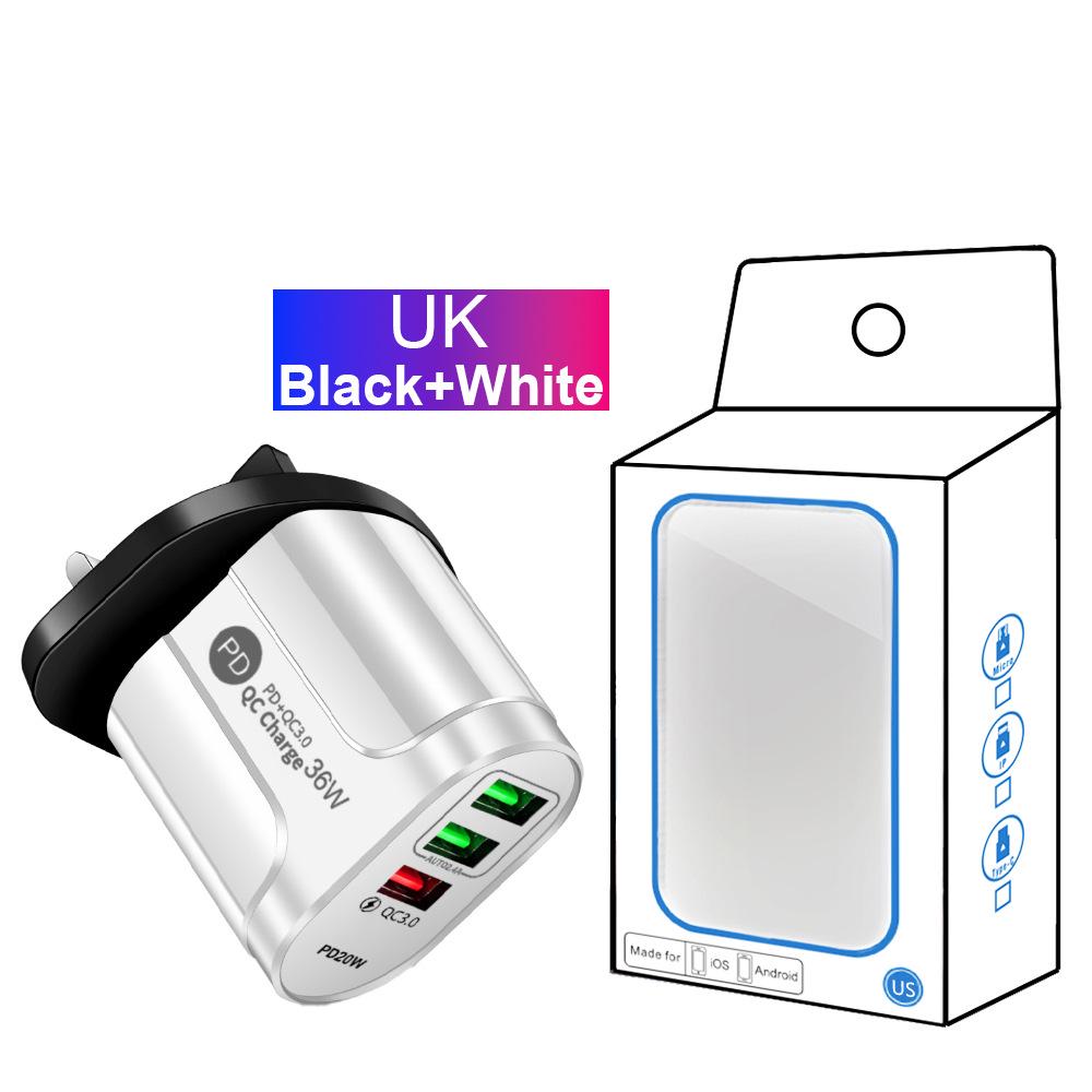 US/EU/UK 20W Fast Charging Phone Charger with USB & PD Ports