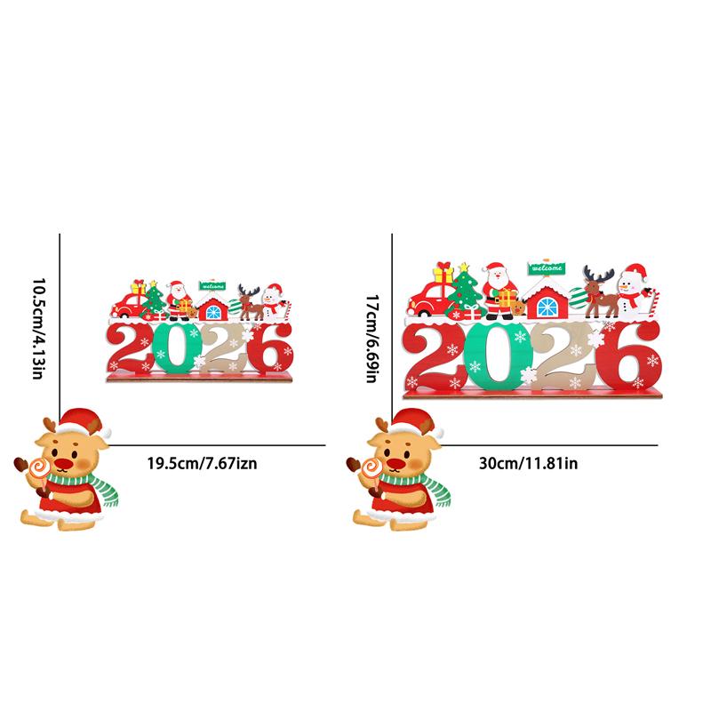Christmas Wooden Ornament 2026 Santa Claus Snowman Desktop Decoration Christmas Sign For Home New Year Gifts Navidad