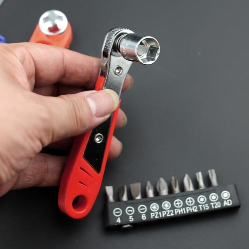 YANYULI Right-Angle Ratchet Driver Set, Mini Ratchet Set, 19-in-1, 36-Tooth L-Shaped Interchangeable Screwdriver, Socket Wrench, Magnetic Right-Angle