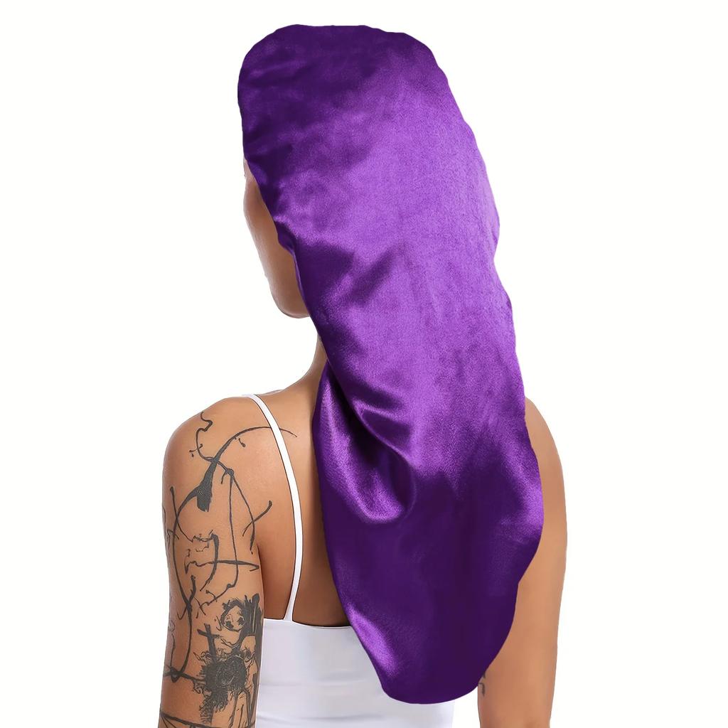 Long Silky Sleep Bonnet For Straight Curly Hair, Extra Large Hair Bonnets For Dreadlock And Braids, Satin Sleeping Caps Nigh
