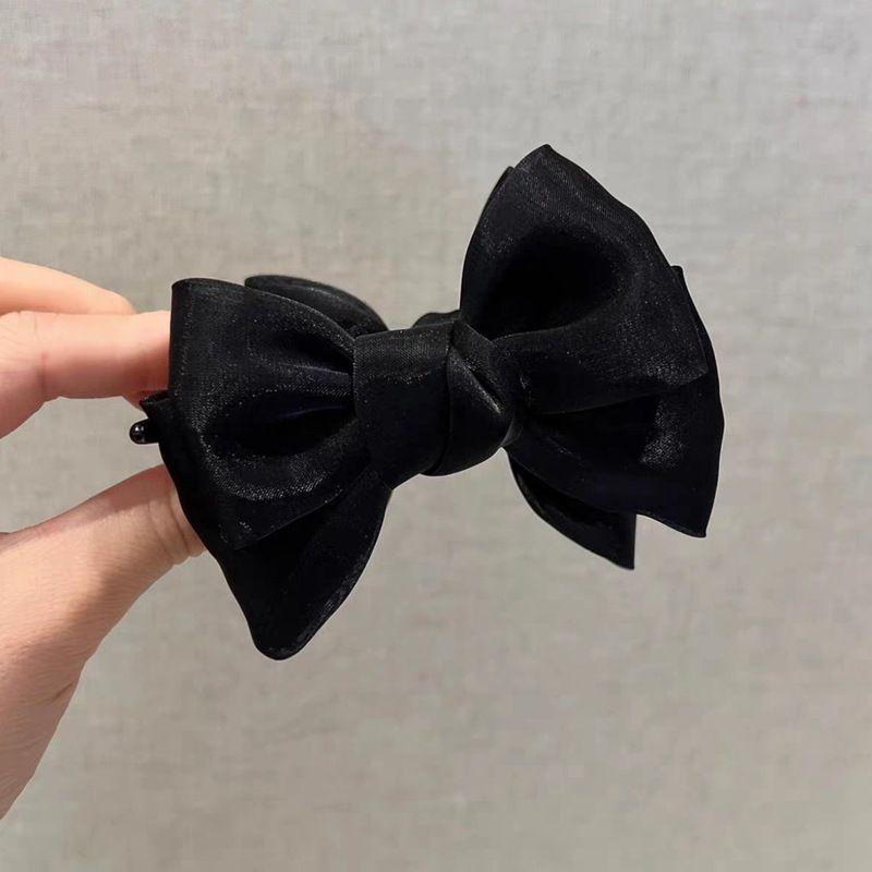 1pc Bow, high ponytail, meatball, headband clip, hair accessory, temperament, braided hair, shark clip hair accessory