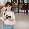 Trendy Girl's Pearl Handbag Stylish Lace Bowknot Princess Shoulder Bag For Kids