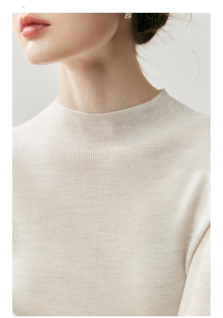 Women's German Yangtze Yarn Knitted Wool Slim Fit Sweater, Half High Neck Base Layer