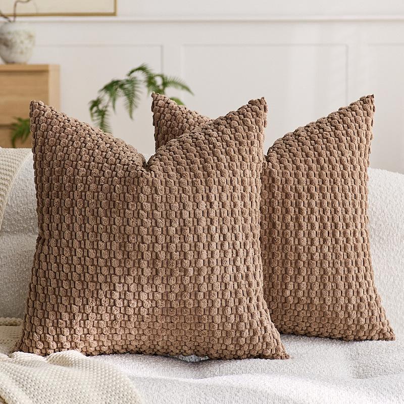 

Fashionable Comfort Soft Large Grain Feel Daily Home Cushion Vintage Velvet Throw Pillow Cover for Sofa Bed Pillowcase 30x50cm коричневый