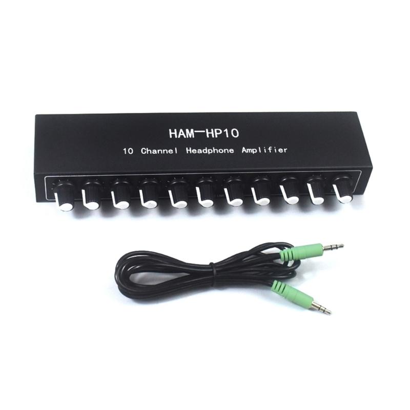 

HP10 Stereo Headphone Amplifier One to Ten Music Splitter 10 Way with 1 Inputs and 10 Output for Live Sound 1