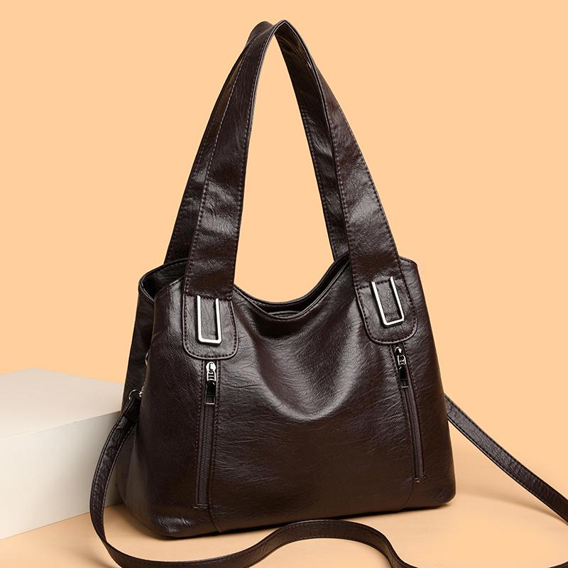 Large Capacity Tote Bag Women's Shoulder Bag Commuter Crossbody Bag Soft Leather Underarm Bag