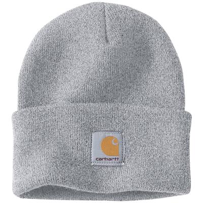 Carhartt Knit Cap Solid Simple Cold Weather A18 Heather One Size Beanie, Color, Logo, Protection, Grey, [Used]