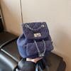 Denim rhombus backpack women's summer new fashion chain small bucket bag