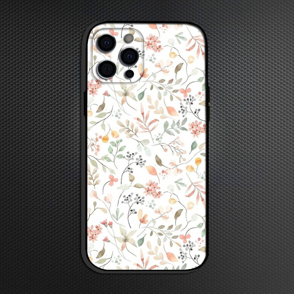 Small fresh watercolor floral pattern Phone Case For iPhone 16,15,14,13,12,11 Plus,Pro Max, Others Soft Black Cover